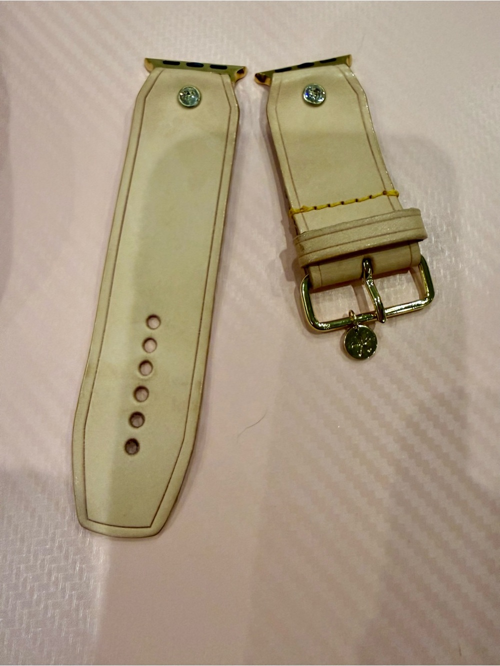 Vachetta Leather Watch Band with Gold Hardware by Spark*l Bands